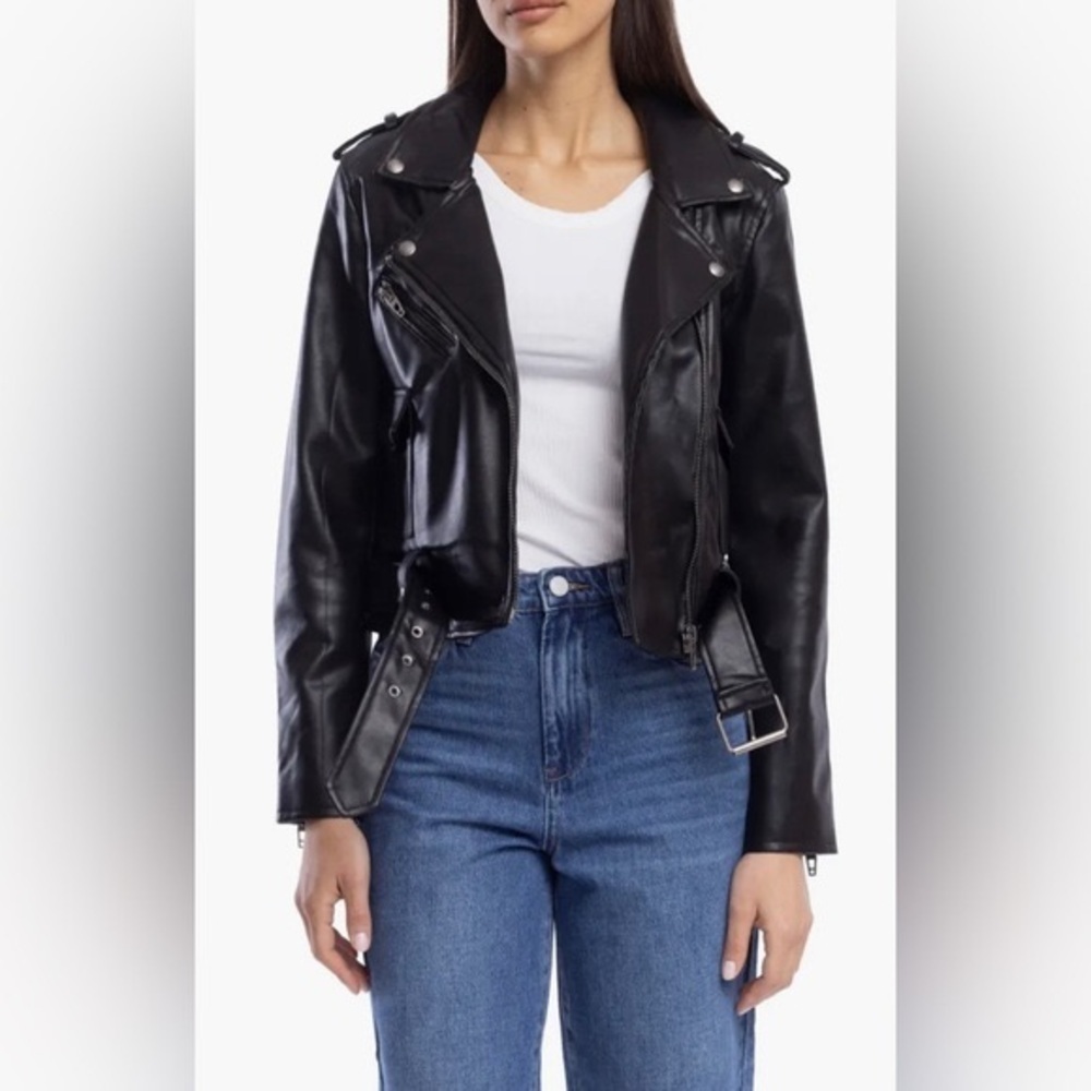 Blank NYC Women's Black Vegan Moto Jacket Size Small - Picture 1 of 4